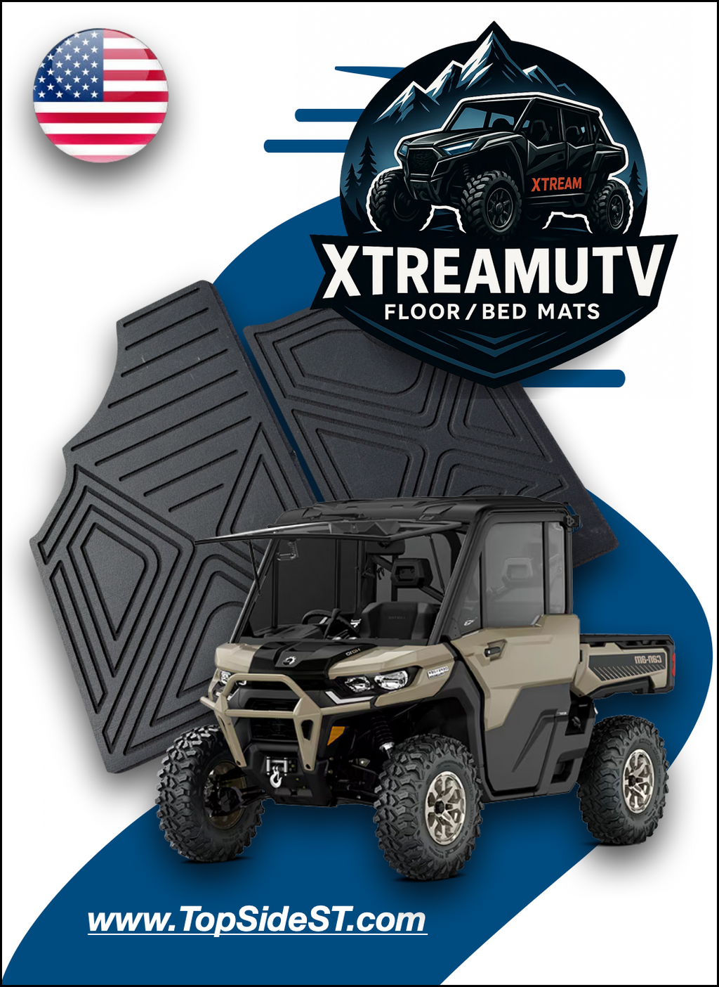 CAN-AM Defender HD10 HD 9mm Rubber Mats (2016 - current)