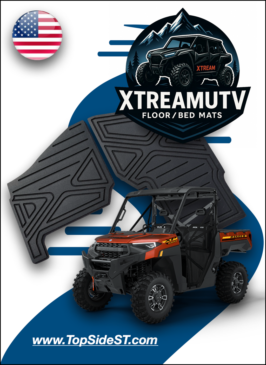 Polaris Ranger XP1000 HD 9mm Rubber Mats (2018 to current)